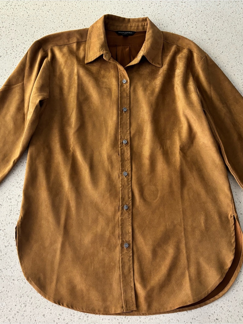 Banana Republic Factory Women's Vegan Suede Button-Up Shirt - Camel